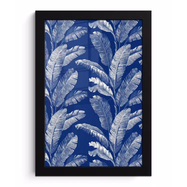 Poster met lijst - Blad - Palm - Blauw — 1