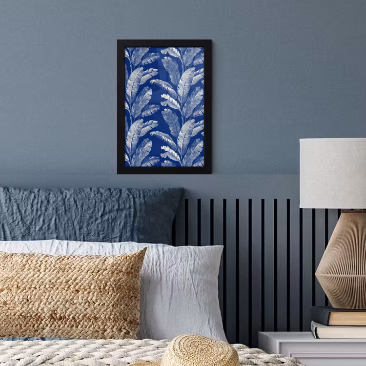 Poster met lijst - Blad - Palm - Blauw — 4