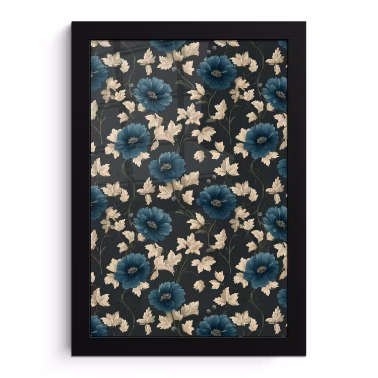 Poster met lijst - Botanisch - Bloemen - Blauw — 1