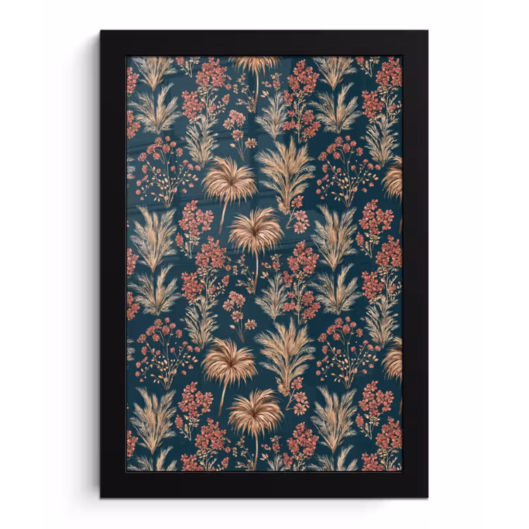 Poster met lijst - Botanisch - Patroon - Blauw — 1