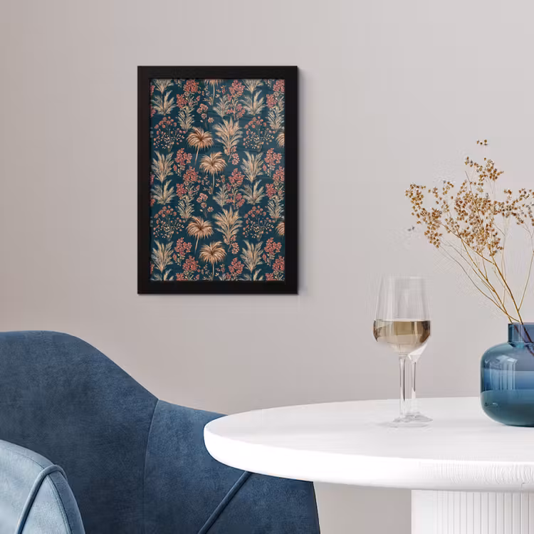Poster met lijst - Botanisch - Patroon - Blauw — 2