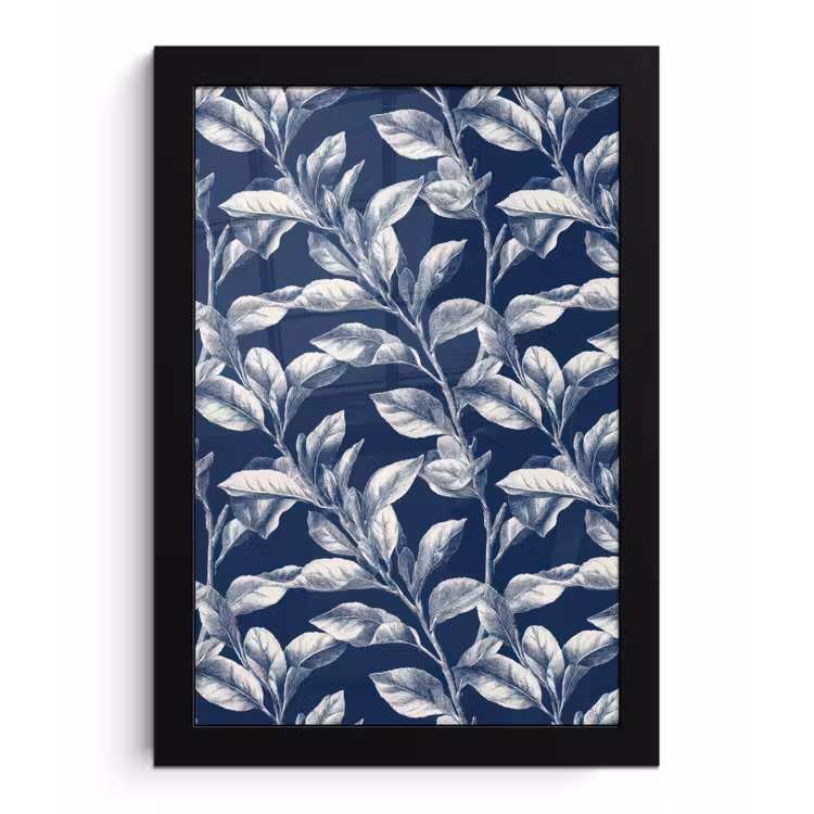 Poster met lijst - Botanisch - Patroon - Blauw — 1
