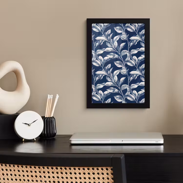Poster met lijst - Botanisch - Patroon - Blauw — 3