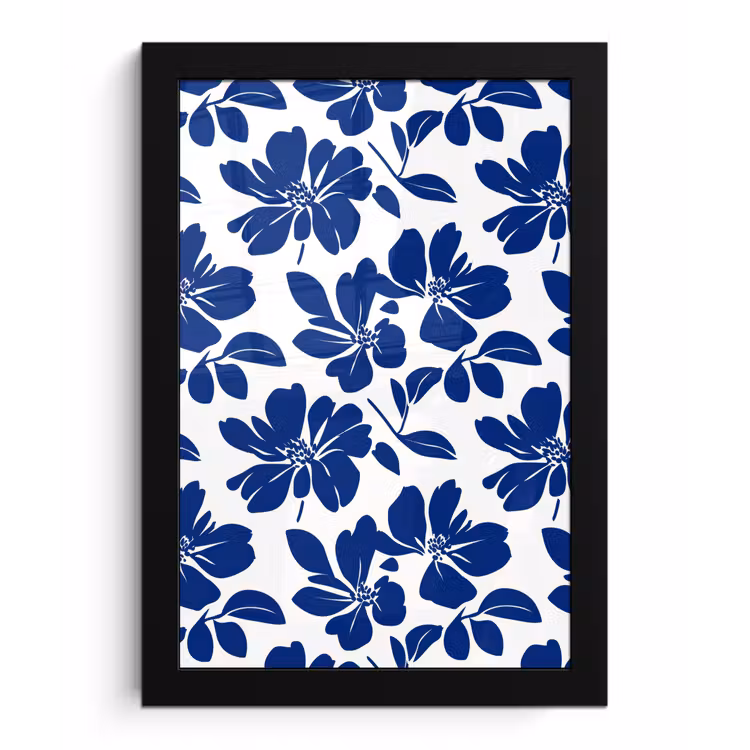 Poster met lijst - Floraal - Modern - Blauw — 1