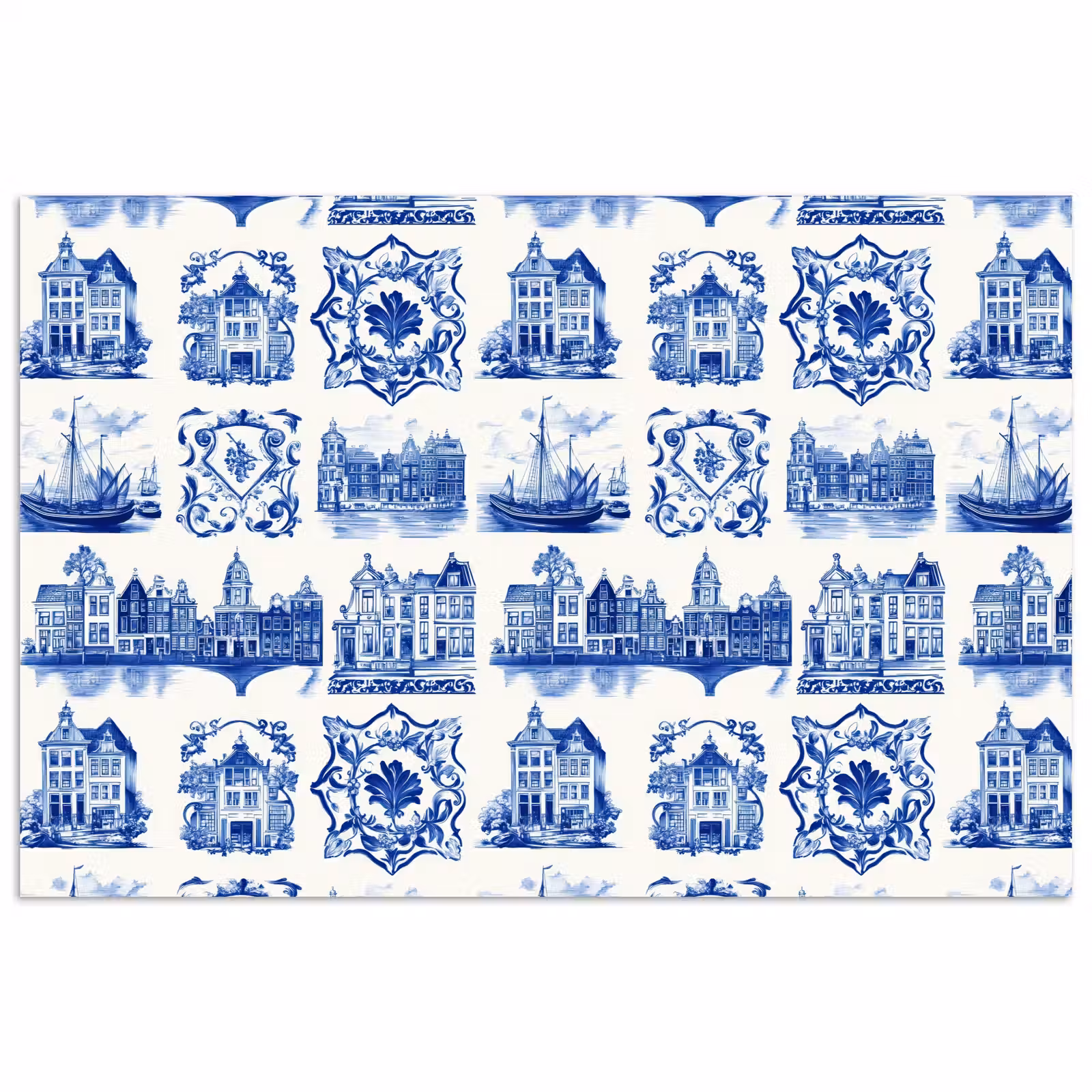Poster - Huizen - Schepen - Blauw — 1