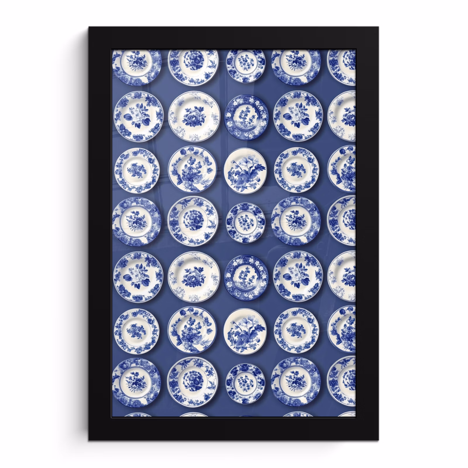 Poster met lijst - Borden - Floraal - Blauw — 1