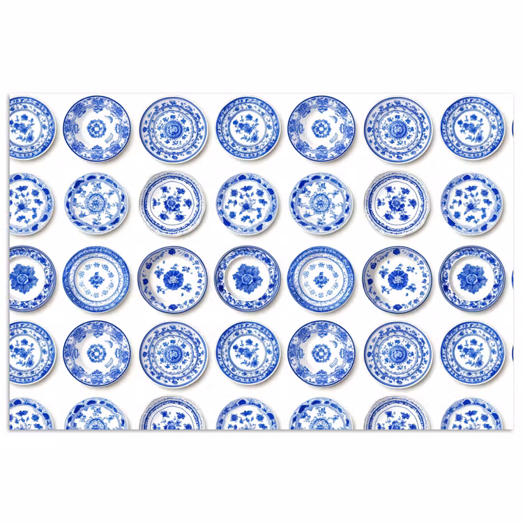 Poster - Borden - Bloemen - Patroon - Blauw — 1