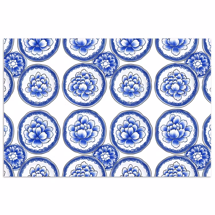 Poster - Cirkels - Bloemen - Blauw — 1