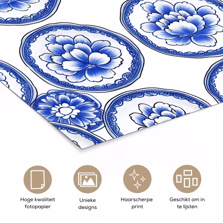 Poster - Cirkels - Bloemen - Blauw — 5