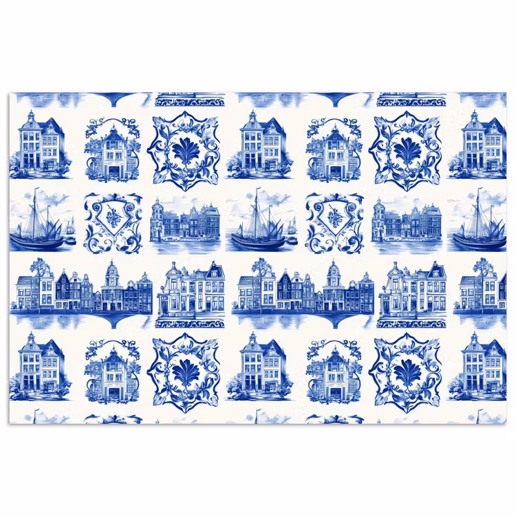 Poster - Huizen - Schepen - Blauw — 1