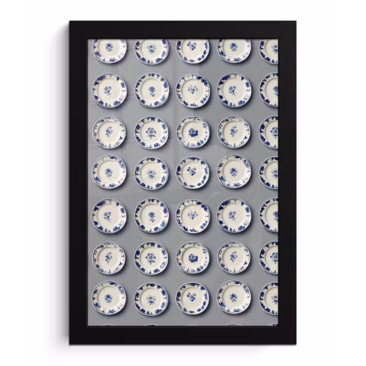 Poster met lijst - Borden - Bloemen - Blauw - Wit — 1