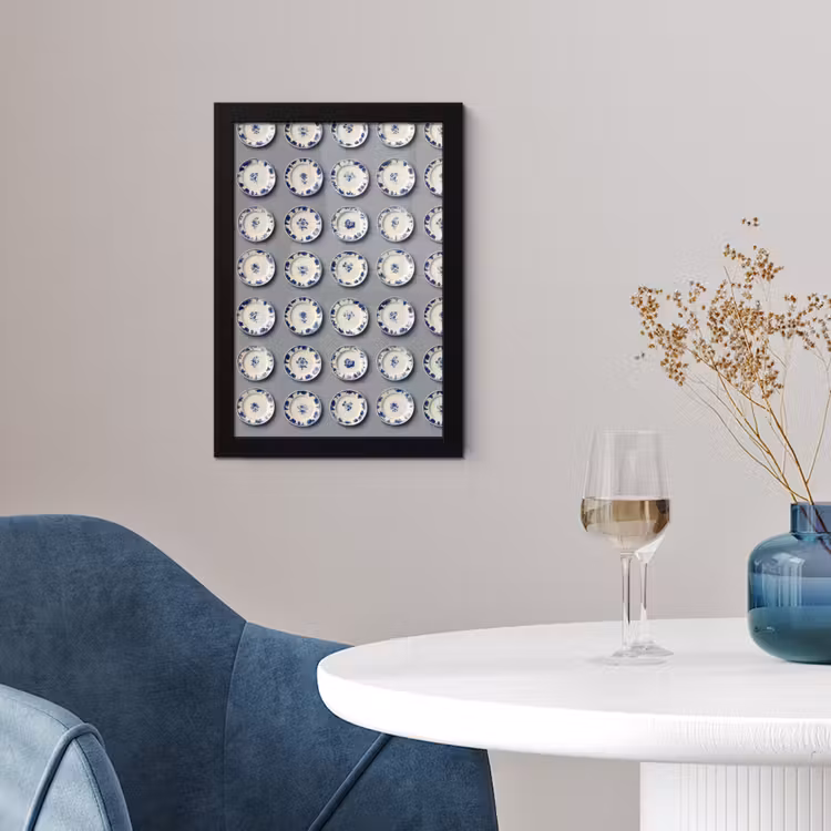 Poster met lijst - Borden - Bloemen - Blauw - Wit — 2