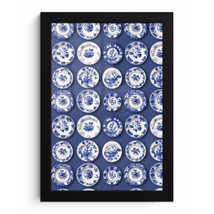 Poster met lijst - Borden - Floraal - Blauw — 1