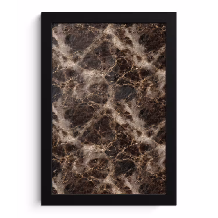 Poster met lijst - Bruin - Goud - Marmer — 1
