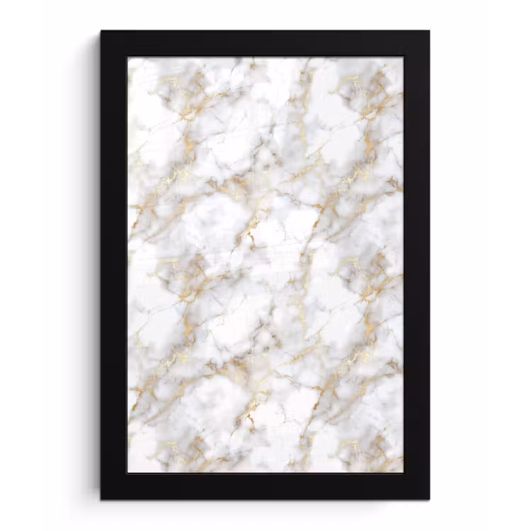 Poster met lijst - Gouden aders - Marmer - Wit — 1