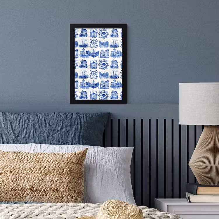 Poster met lijst - Huizen - Schepen - Blauw — 4