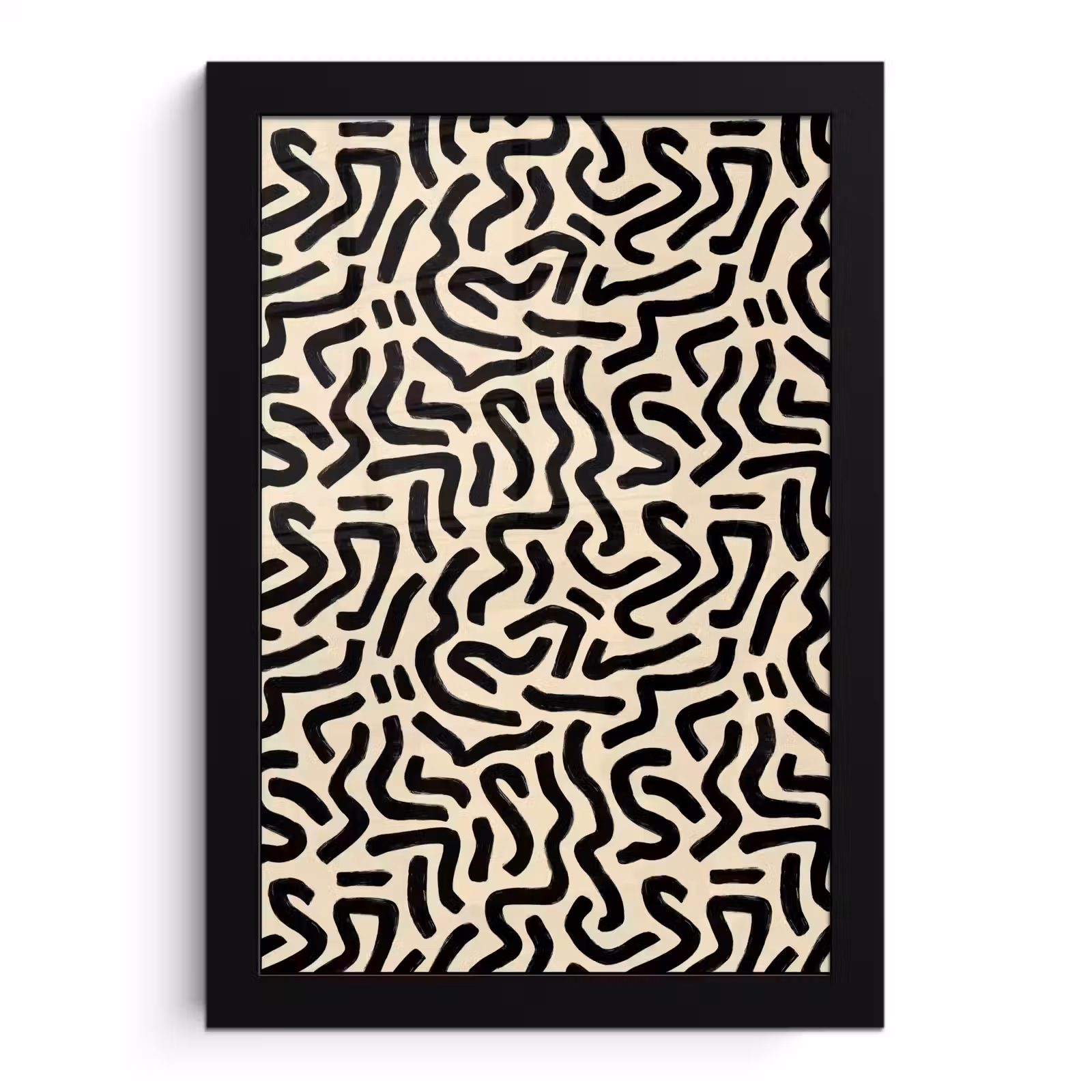 Poster met lijst - Abstract - Lijnen - Zwart — 1