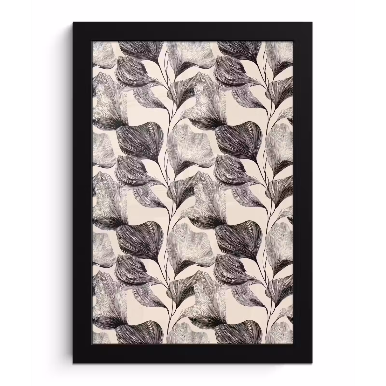Poster met lijst - Botanisch - Bladeren - Zwart — 1