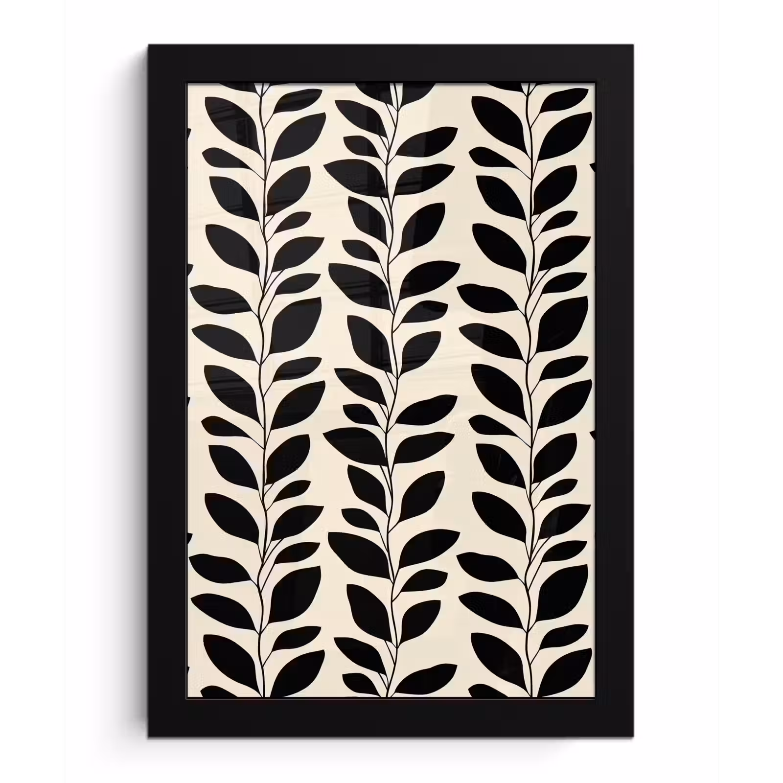 Poster met lijst - Botanisch - Dessin - Zwart - Beige — 1