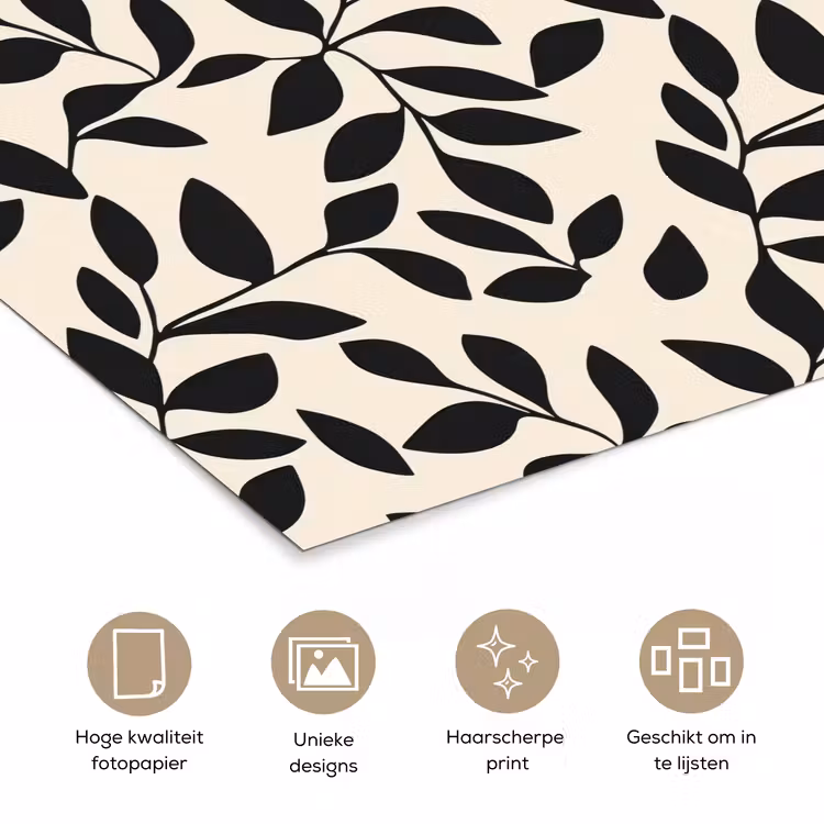 Poster - Elegant - Patroon - Zwart - Beige — 5