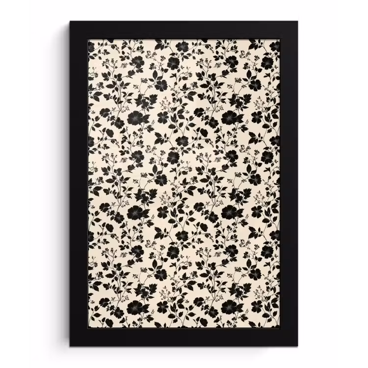 Poster met lijst - Bloemen - Dessin - Zwart — 1