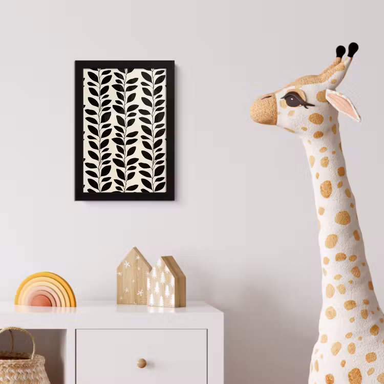 Poster met lijst - Botanisch - Dessin - Zwart - Beige — 5