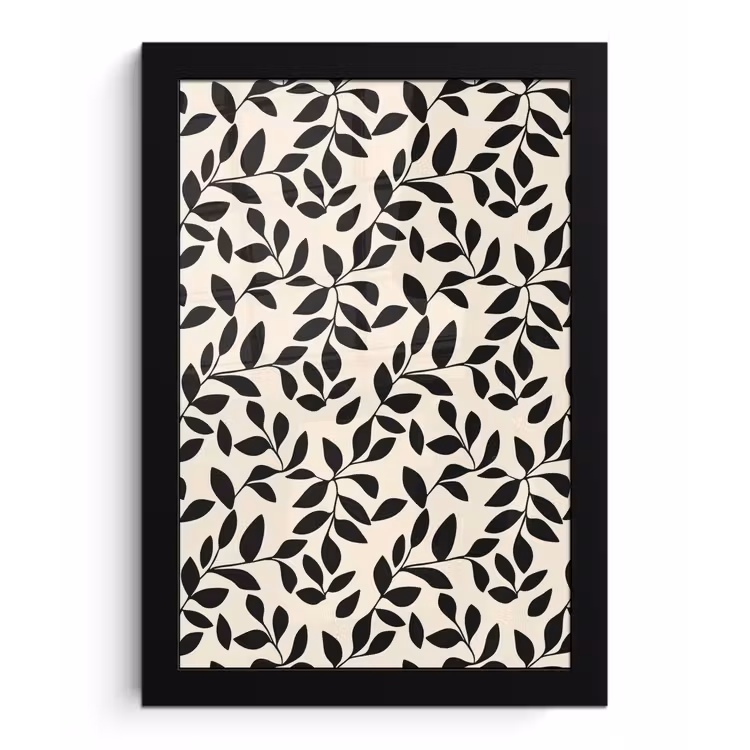 Poster met lijst - Elegant - Patroon - Zwart - Beige — 1