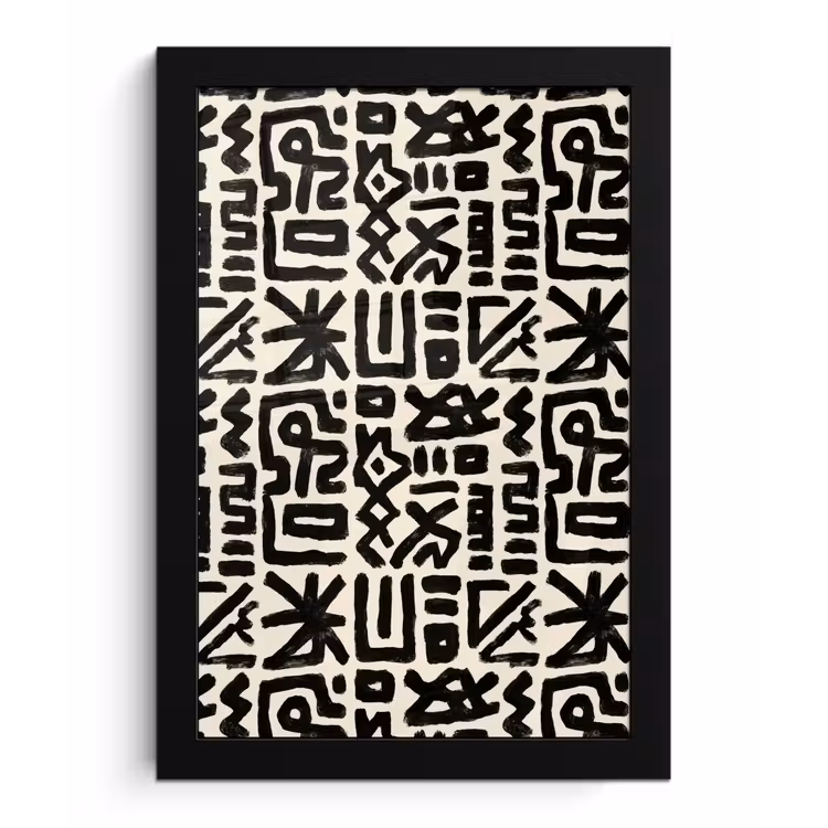 Poster met lijst - Geometrisch - Figuren - Zwart — 1