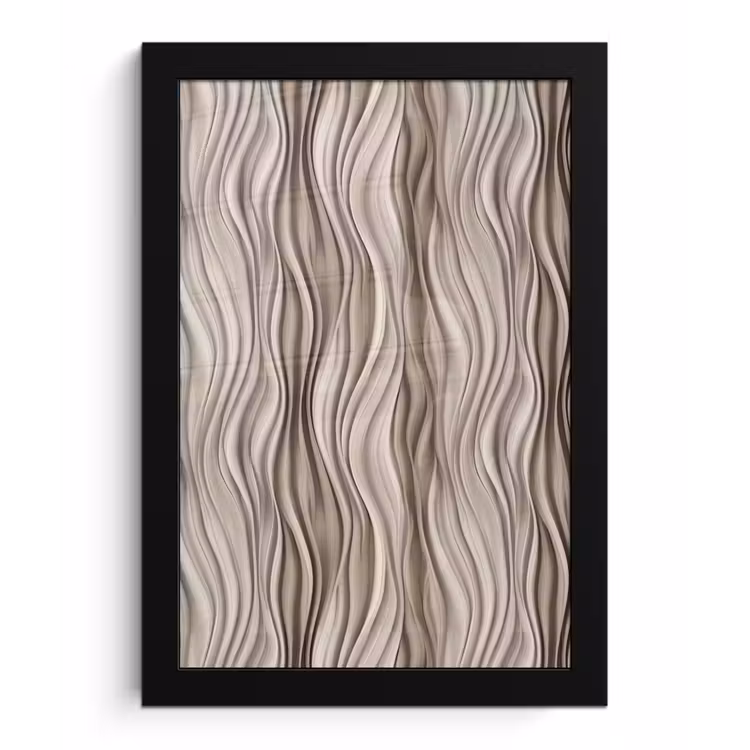 Poster met lijst - Golven - 3D - Crème — 1
