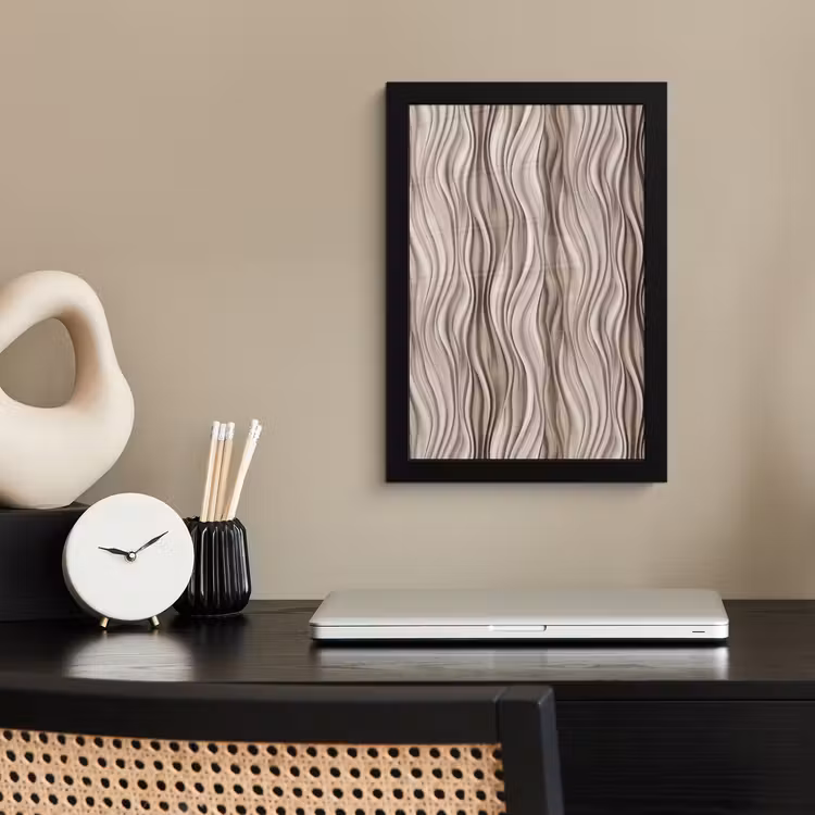 Poster met lijst - Golven - 3D - Crème — 3