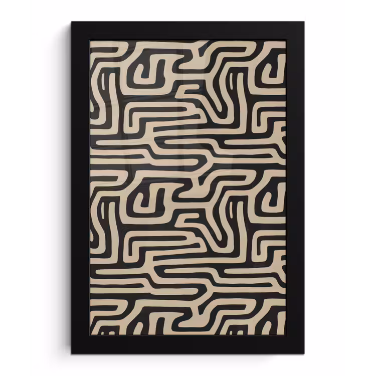 Poster met lijst - Grafisch - Lijnen - Zwart — 1