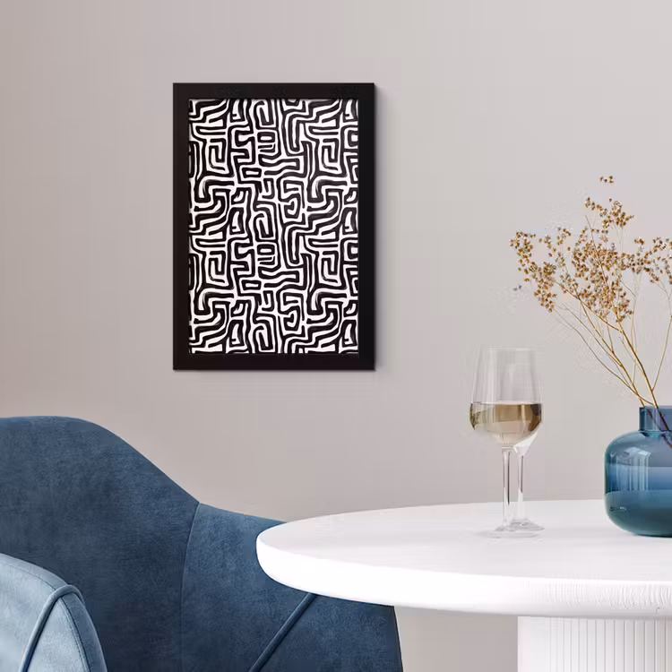 Poster met lijst - Grafisch - Lijnen - Zwart - Wit — 2