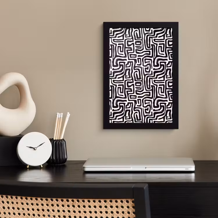 Poster met lijst - Grafisch - Lijnen - Zwart - Wit — 3