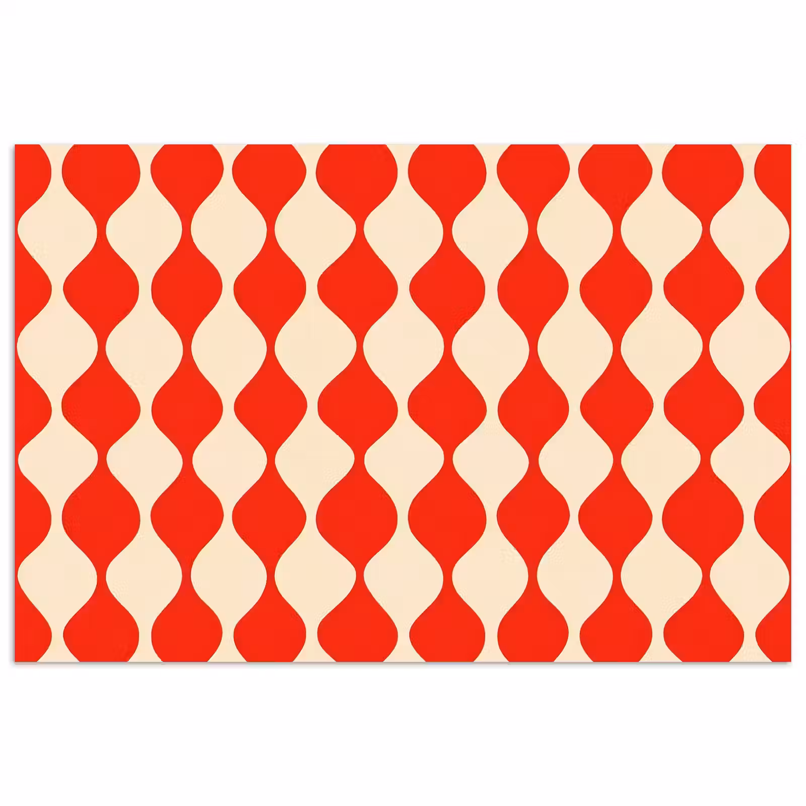 Poster - Golvend patroon - Retro - Rood - Beige — 1