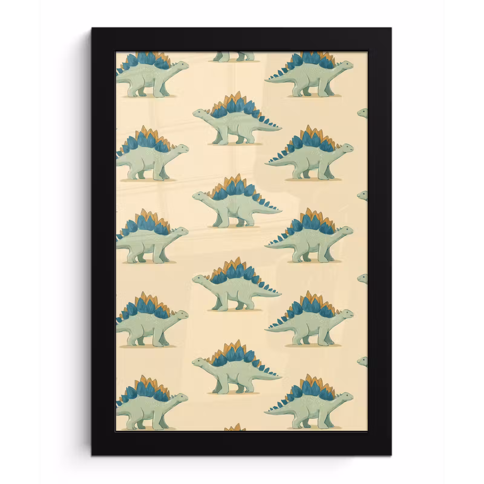Poster met lijst - Dino - Patroon - Groen — 1