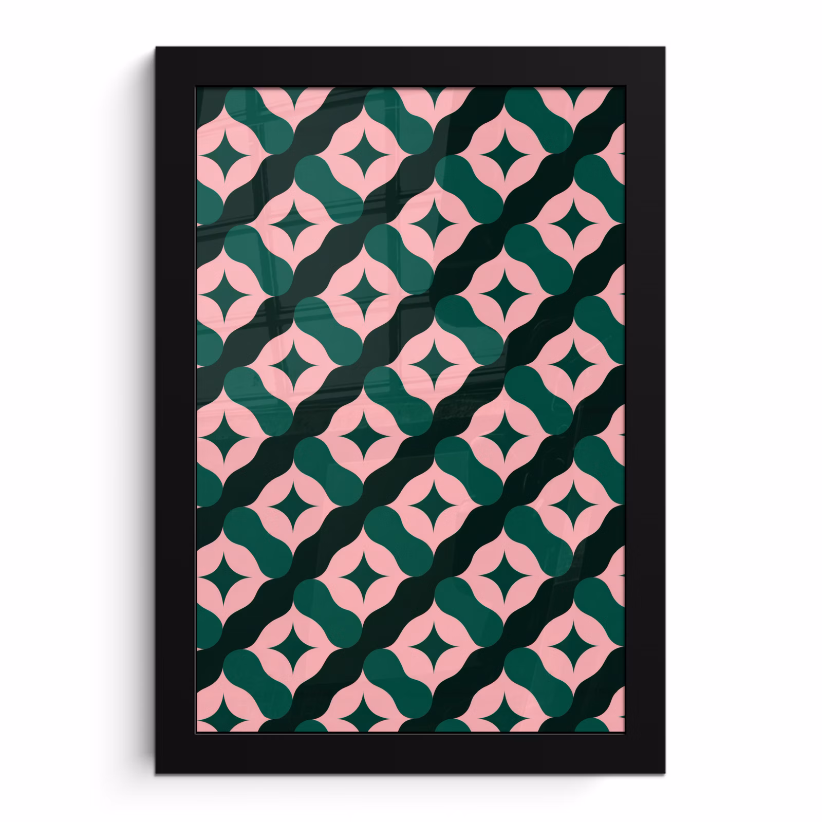 Poster met lijst - Groen - Roze - Retro - Sterren — 1