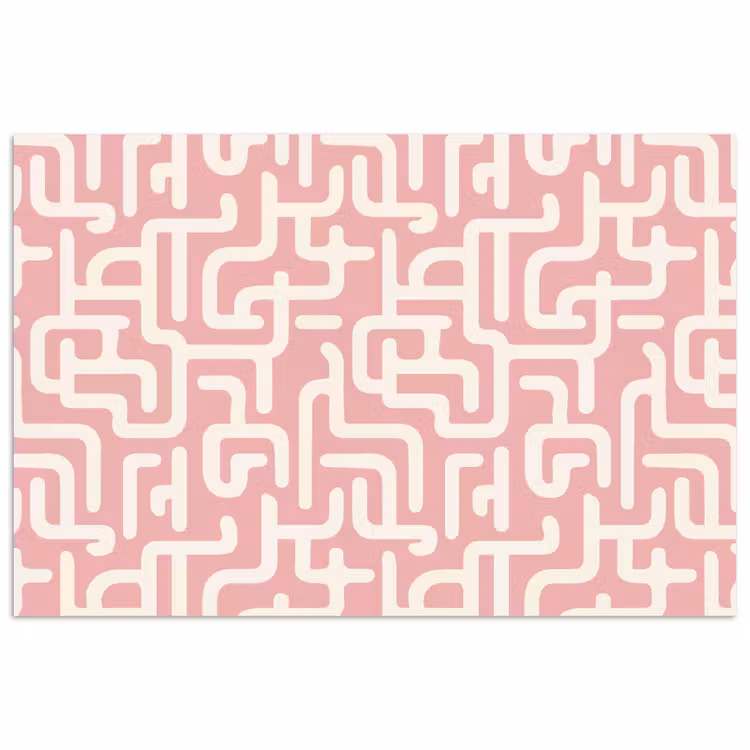 Poster - Doolhofpatroon - Roze - Wit - Abstract — 1