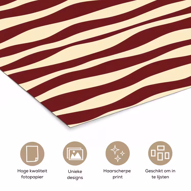 Poster - Golven - Rood - Patroon - Crème — 5