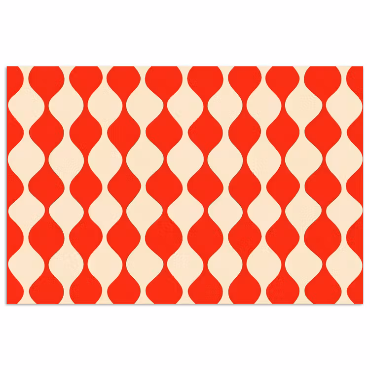 Poster - Golvend patroon - Retro - Rood - Beige — 1