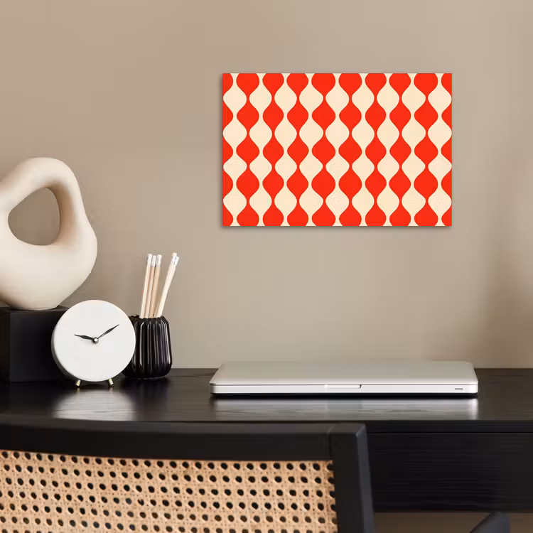 Poster - Golvend patroon - Retro - Rood - Beige — 2