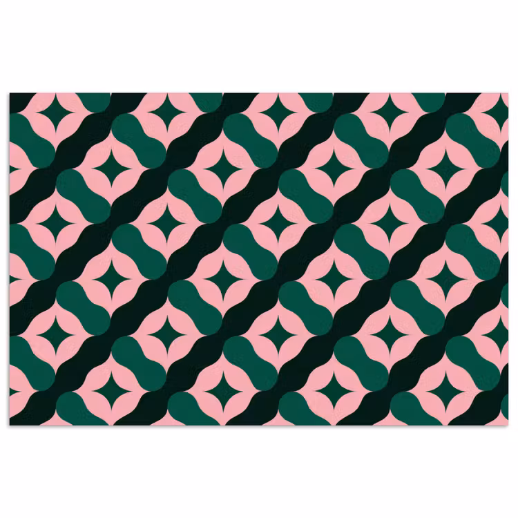 Poster - Groen - Roze - Retro - Sterren — 1