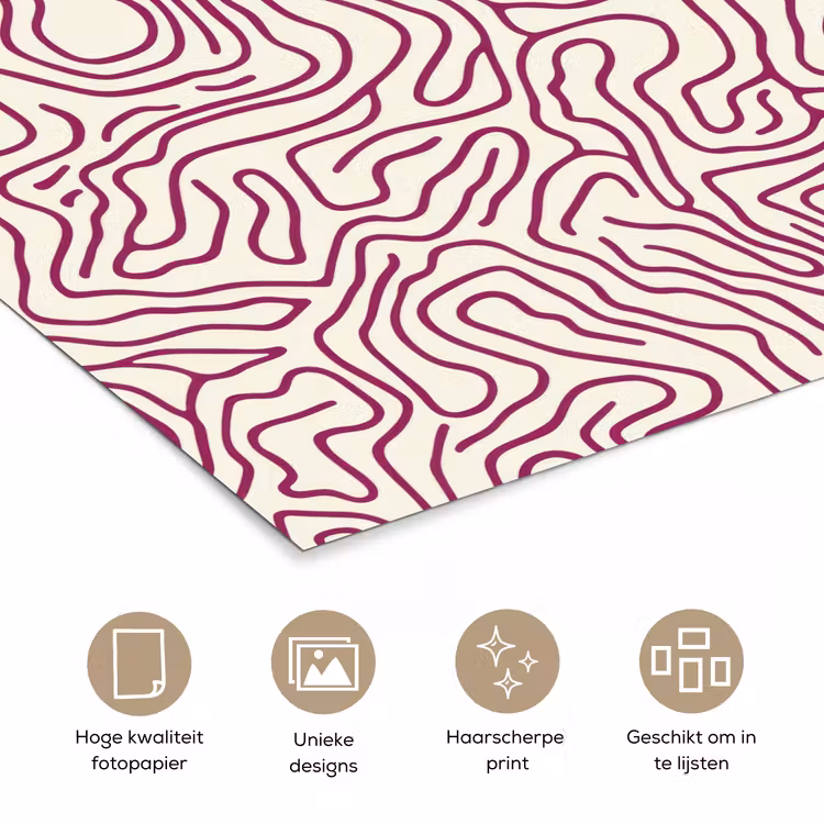 Poster - Kronkelende lijn - Magenta - Crème — 5