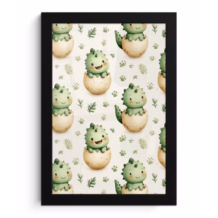 Poster met lijst - Dino - Eieren - Groen — 1