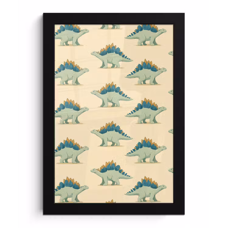 Poster met lijst - Dino - Patroon - Groen — 1