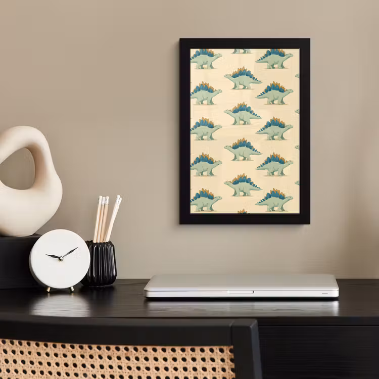 Poster met lijst - Dino - Patroon - Groen — 3