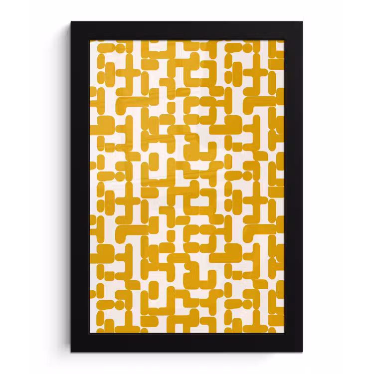 Poster met lijst - Geel - Beige - Patroon — 1