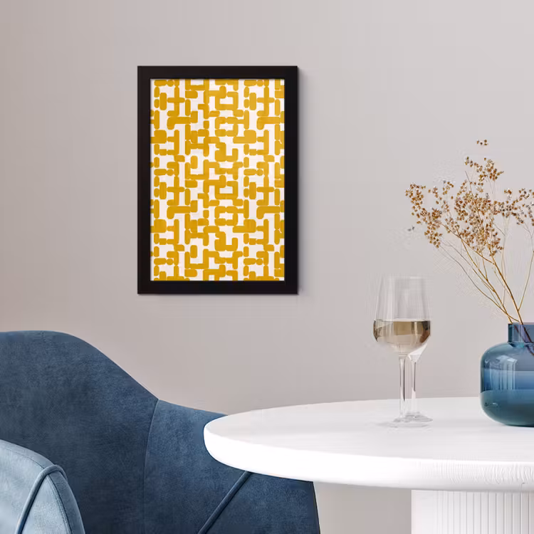 Poster met lijst - Geel - Beige - Patroon — 2