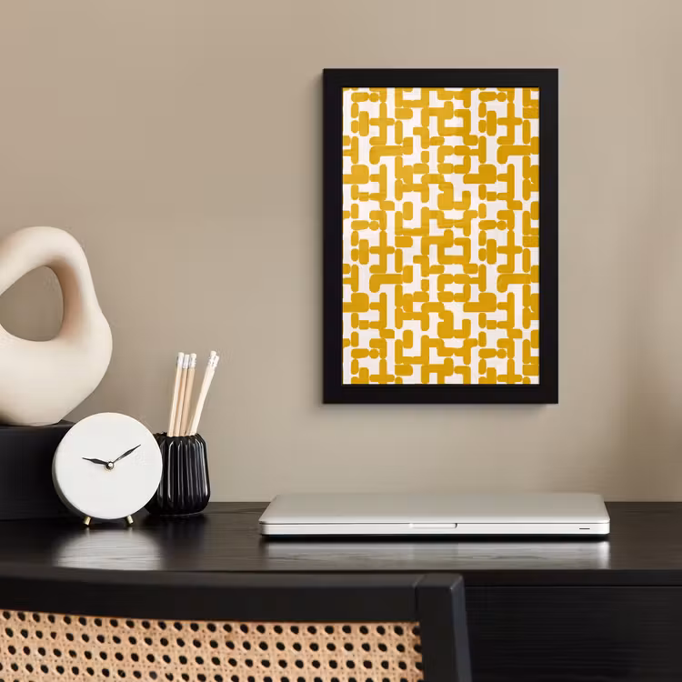 Poster met lijst - Geel - Beige - Patroon — 3
