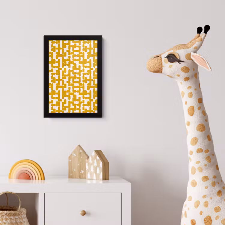 Poster met lijst - Geel - Beige - Patroon — 5