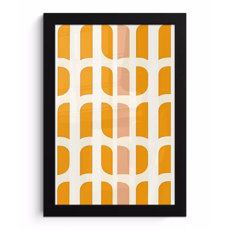 Poster met lijst - Geometrisch - Patroon - Geel - Roze — 1